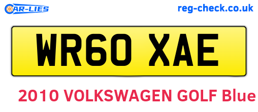 WR60XAE are the vehicle registration plates.