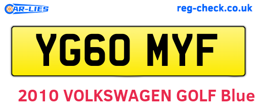 YG60MYF are the vehicle registration plates.