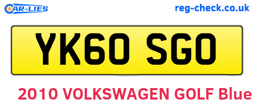 YK60SGO are the vehicle registration plates.