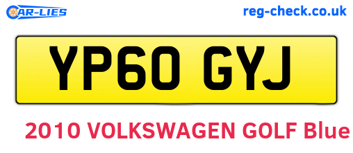YP60GYJ are the vehicle registration plates.