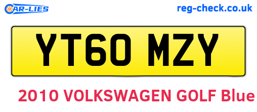 YT60MZY are the vehicle registration plates.