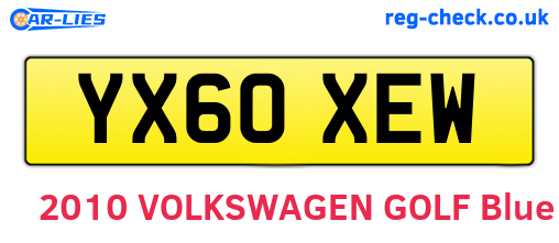YX60XEW are the vehicle registration plates.