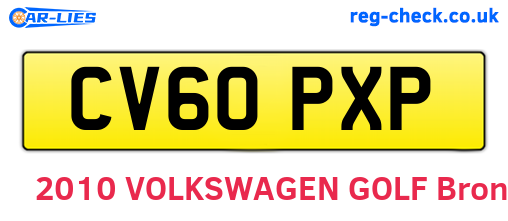 CV60PXP are the vehicle registration plates.