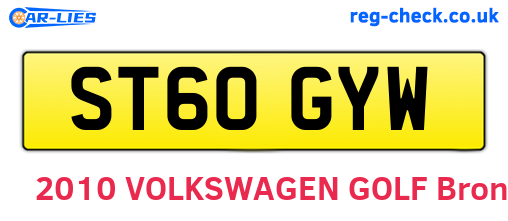 ST60GYW are the vehicle registration plates.