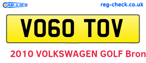 VO60TOV are the vehicle registration plates.