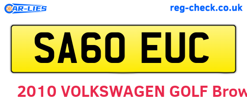SA60EUC are the vehicle registration plates.