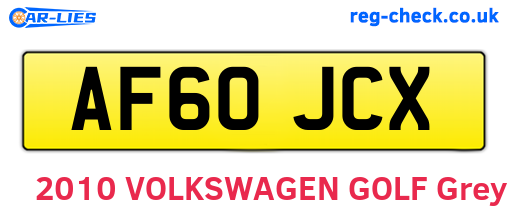 AF60JCX are the vehicle registration plates.