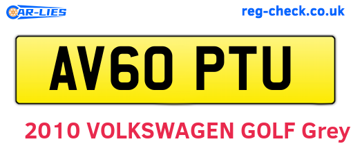 AV60PTU are the vehicle registration plates.