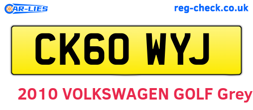 CK60WYJ are the vehicle registration plates.