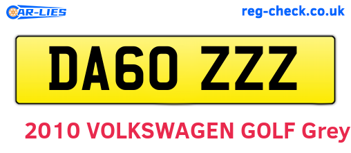DA60ZZZ are the vehicle registration plates.
