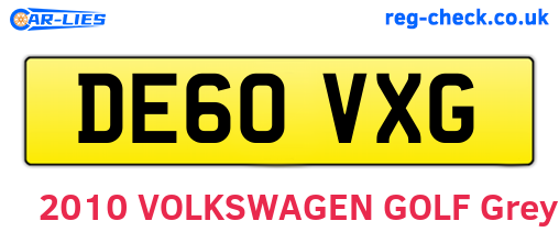 DE60VXG are the vehicle registration plates.