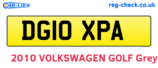 DG10XPA are the vehicle registration plates.