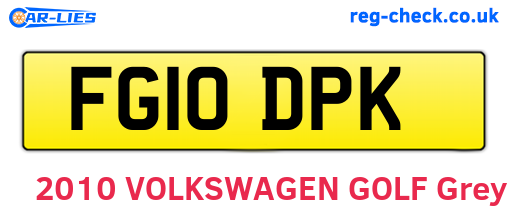 FG10DPK are the vehicle registration plates.