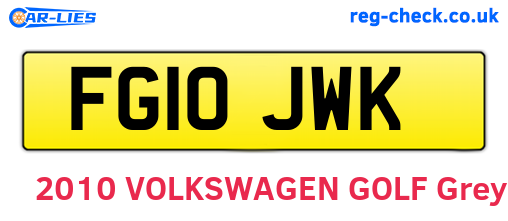 FG10JWK are the vehicle registration plates.