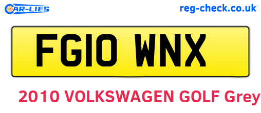 FG10WNX are the vehicle registration plates.