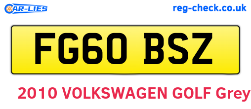 FG60BSZ are the vehicle registration plates.