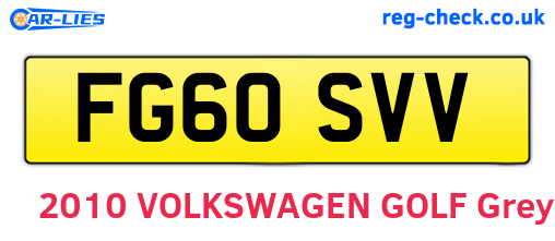 FG60SVV are the vehicle registration plates.