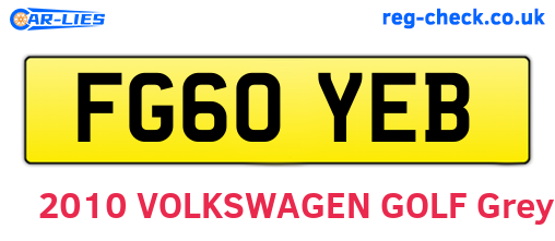 FG60YEB are the vehicle registration plates.