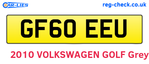 GF60EEU are the vehicle registration plates.