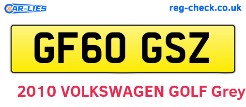 GF60GSZ are the vehicle registration plates.