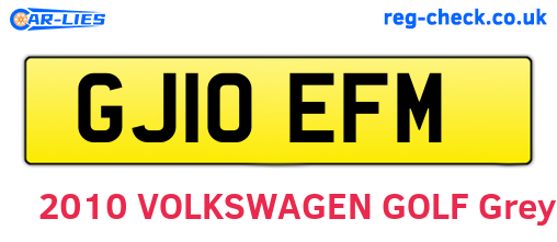 GJ10EFM are the vehicle registration plates.