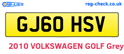 GJ60HSV are the vehicle registration plates.