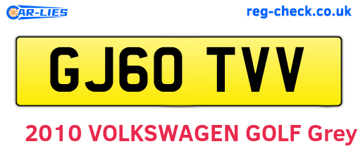 GJ60TVV are the vehicle registration plates.