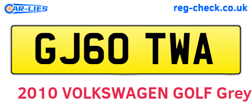 GJ60TWA are the vehicle registration plates.