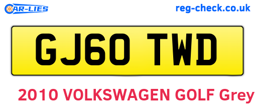 GJ60TWD are the vehicle registration plates.