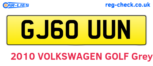 GJ60UUN are the vehicle registration plates.