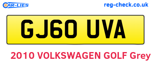 GJ60UVA are the vehicle registration plates.