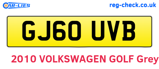 GJ60UVB are the vehicle registration plates.