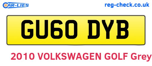 GU60DYB are the vehicle registration plates.
