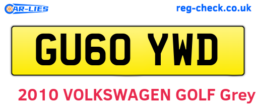 GU60YWD are the vehicle registration plates.