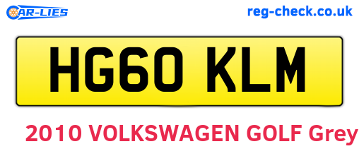 HG60KLM are the vehicle registration plates.