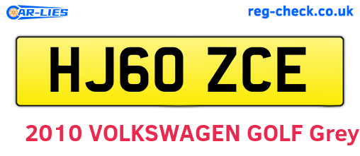 HJ60ZCE are the vehicle registration plates.