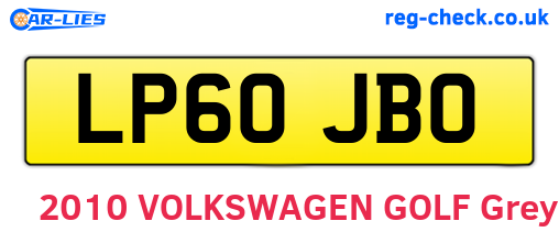 LP60JBO are the vehicle registration plates.