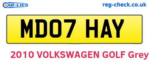 MD07HAY are the vehicle registration plates.