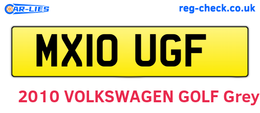 MX10UGF are the vehicle registration plates.