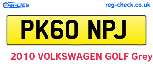 PK60NPJ are the vehicle registration plates.