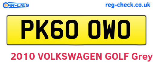 PK60OWO are the vehicle registration plates.