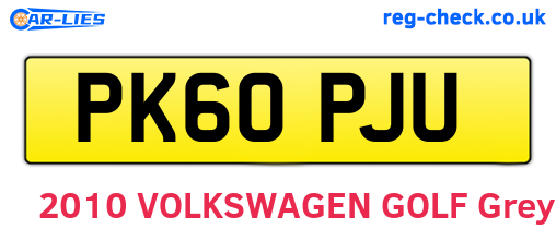 PK60PJU are the vehicle registration plates.