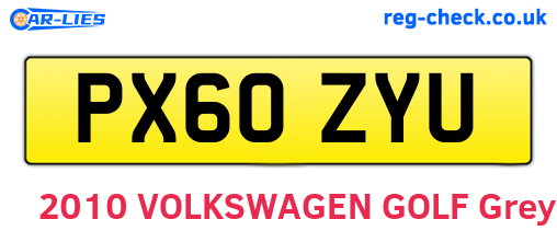 PX60ZYU are the vehicle registration plates.