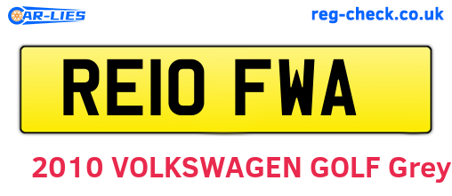 RE10FWA are the vehicle registration plates.