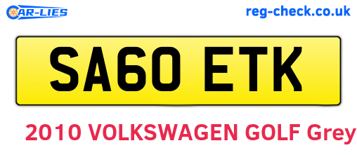 SA60ETK are the vehicle registration plates.