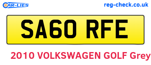 SA60RFE are the vehicle registration plates.