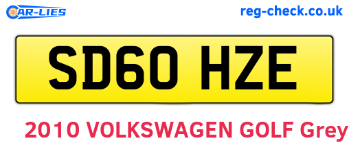 SD60HZE are the vehicle registration plates.