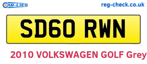 SD60RWN are the vehicle registration plates.