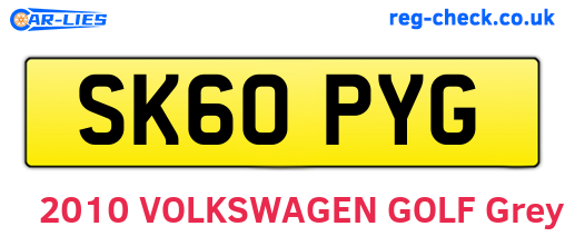 SK60PYG are the vehicle registration plates.