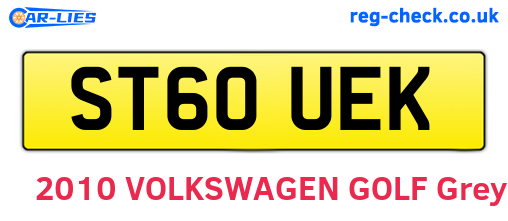ST60UEK are the vehicle registration plates.